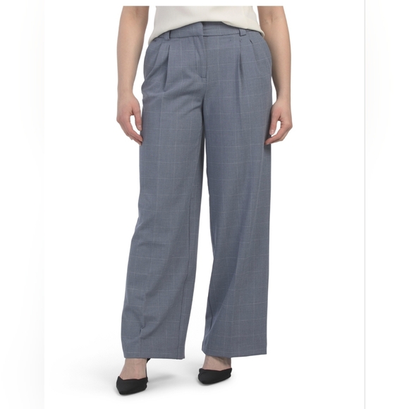 🔹️Rachel Zoe🔹️off White/navy  Wide-Leg  Pinstripe Pants With Belt Hoop - Picture 1 of 3